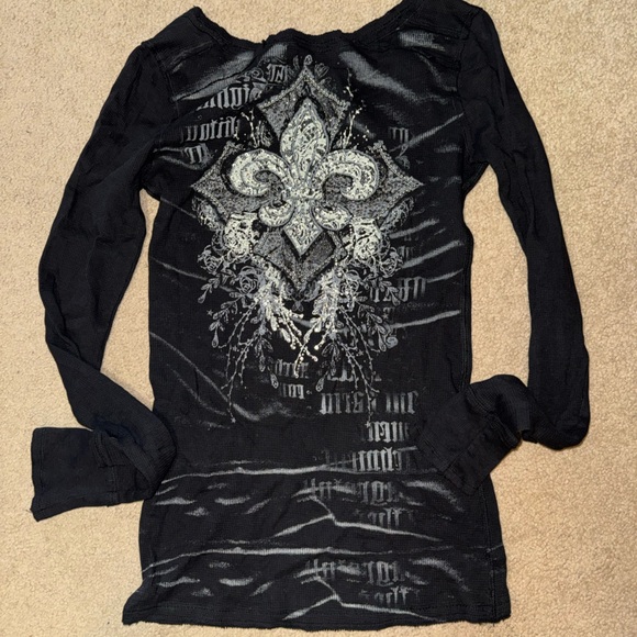 Miss Me Black Sheer Top with Silver Accents - Picture 3 of 3